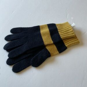 PORTOLANO MENS WOOL CASHMERE ANGORA BLEND GLOVES NAVY GOLD OS NWT